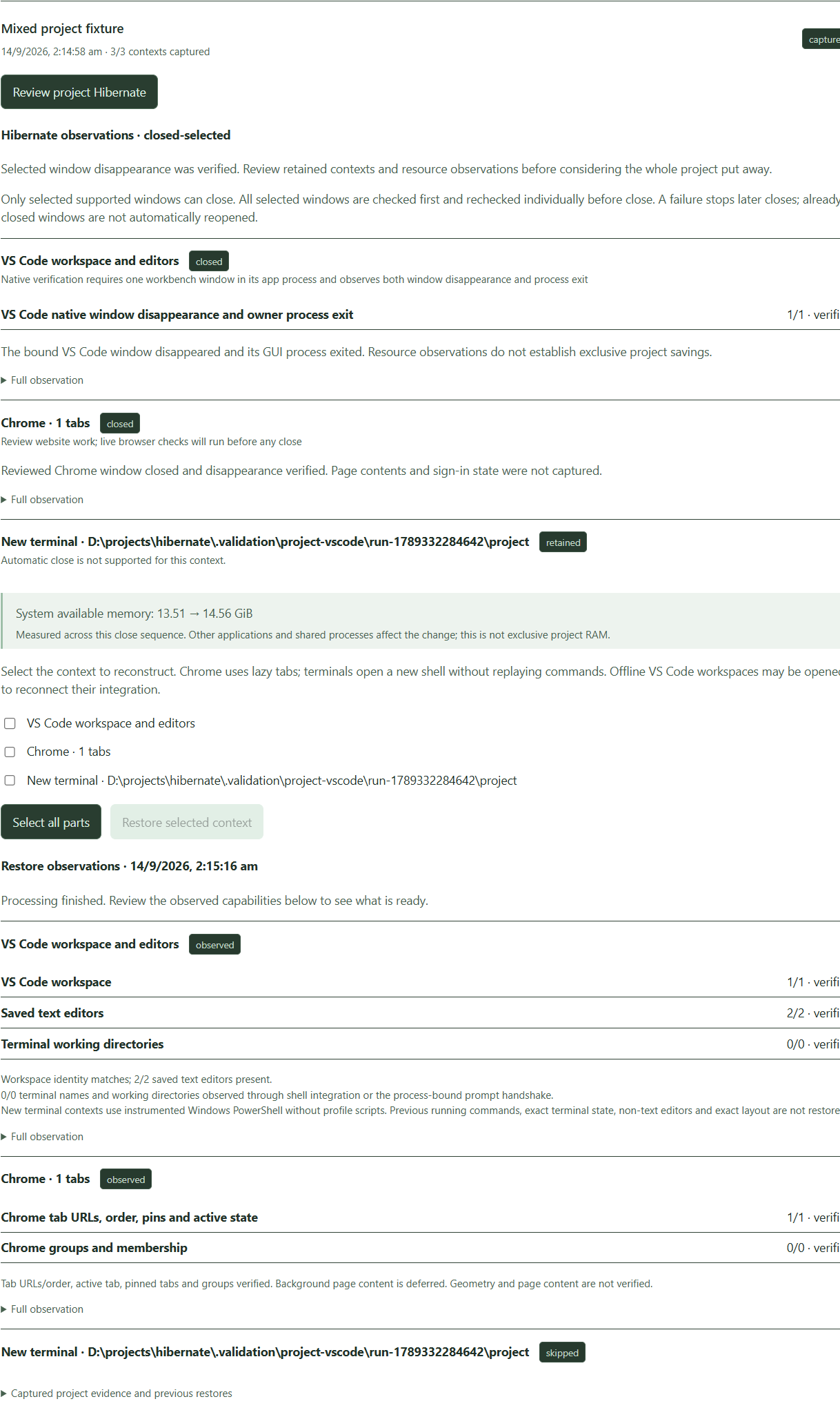 ContextSleep checkpoint validation screenshot